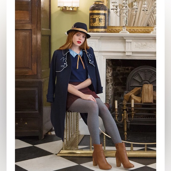 NWT Miss Patina Ailurophile Wool Trench Coat - M - UK SZ10 - Picture 2 of 11